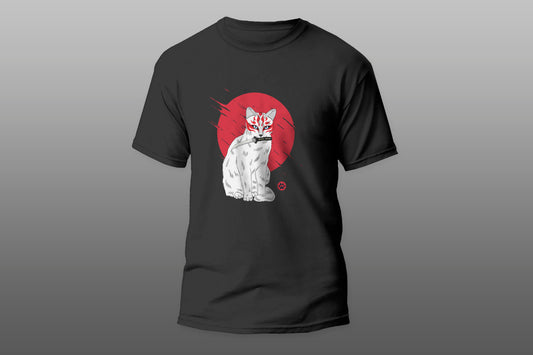 Cat with Kitsune mask and knife T-shirt - Top Content | POD Collection | Free Shipping