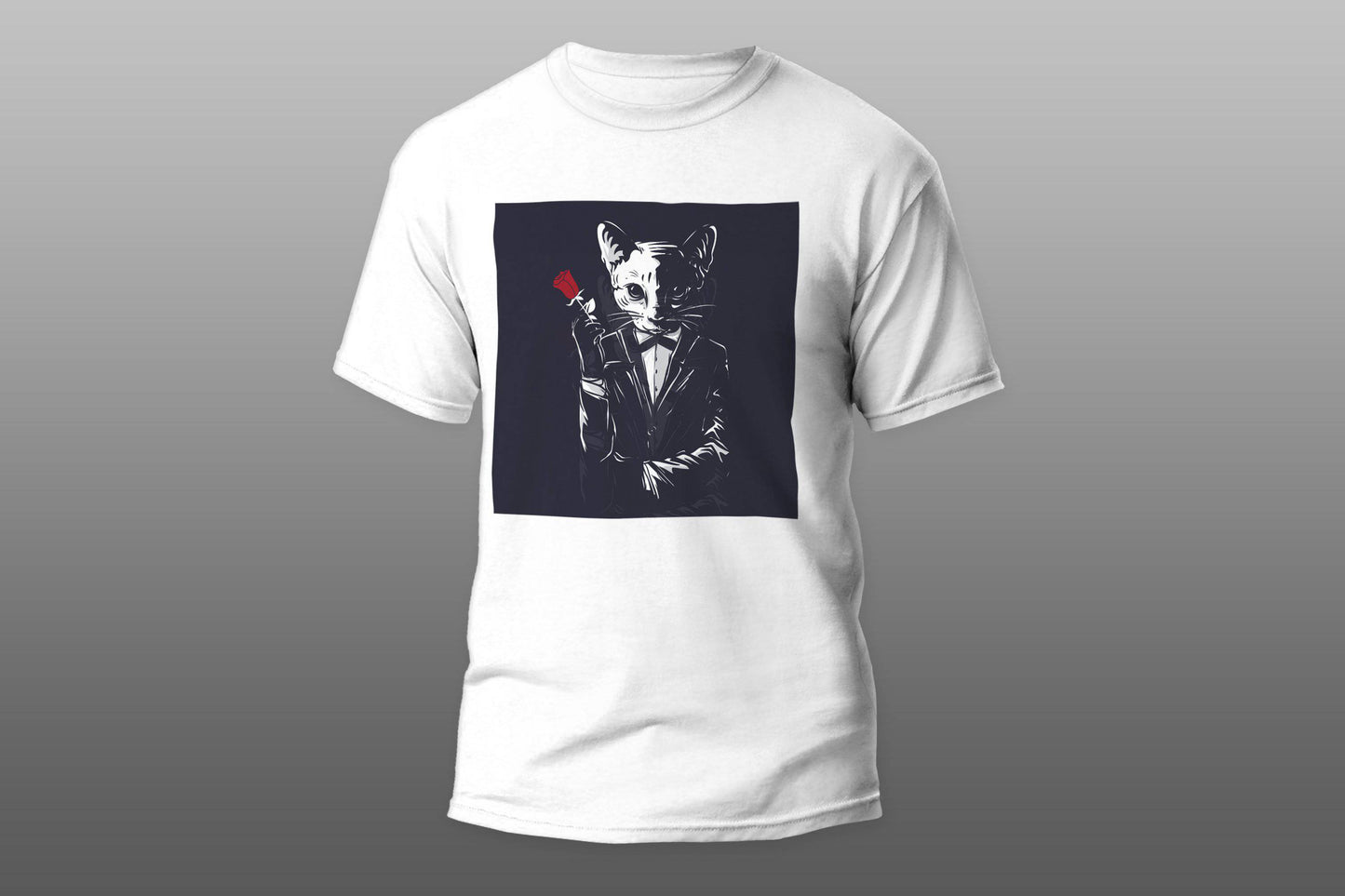 Cat with a rose T-shirt - Top Content | POD Collection | Free Shipping