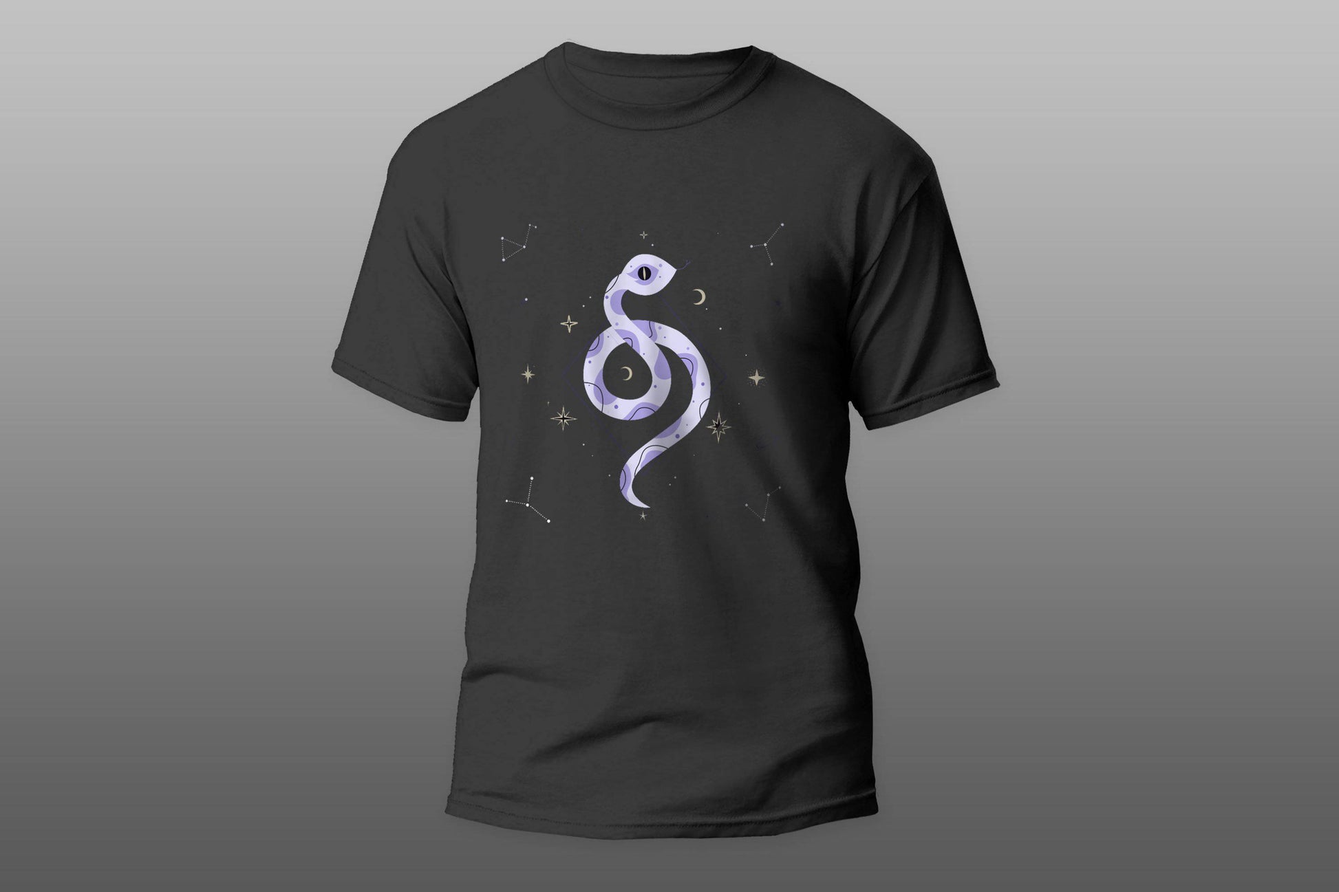 Celestial Snake Geometric Shapes Stars Moon T-shirt - Top Content | POD Collection | Free Shipping