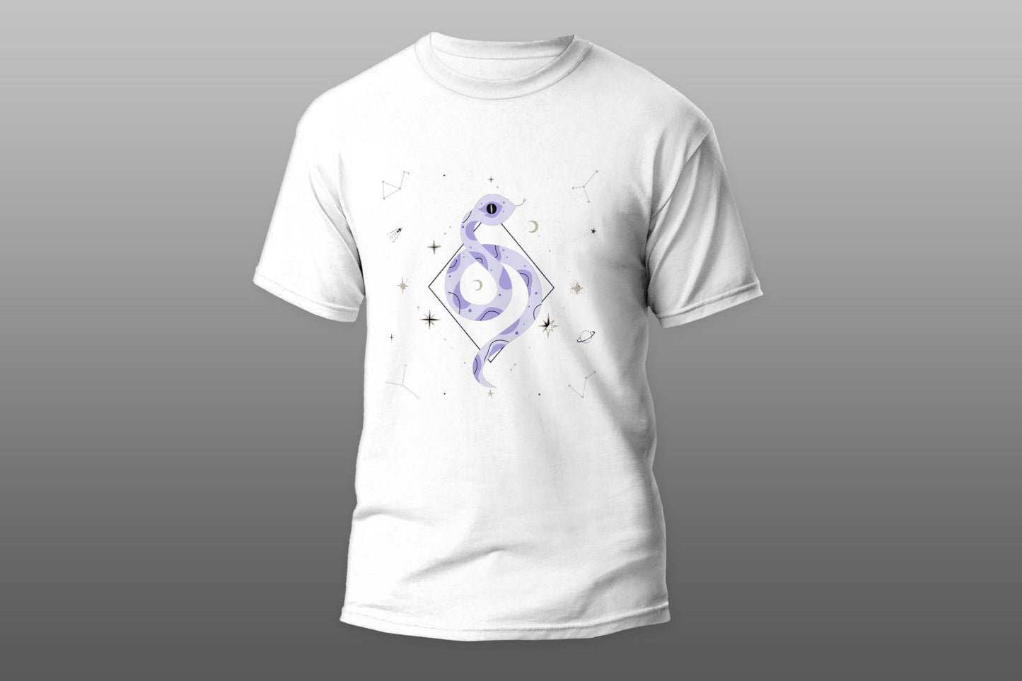 Celestial Snake Geometric Shapes Stars Moon T-shirt - Top Content | POD Collection | Free Shipping