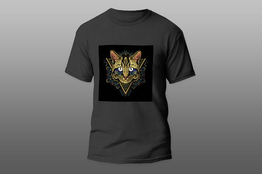 Cool Cat Geometry Art Camiseta T-shirt - Top Content | POD Collection | Free Shipping