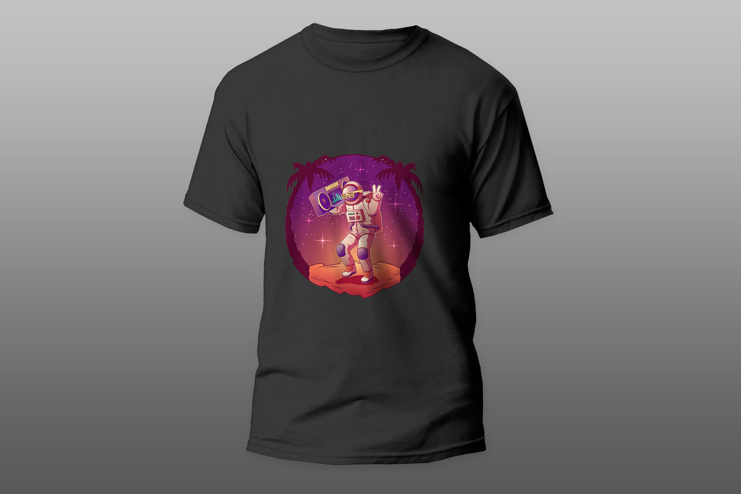 Dancing astronaut or spacemen character in space suit and sunglasses  camiseta T-shirt - Top Content | POD Collection | Free Shipping