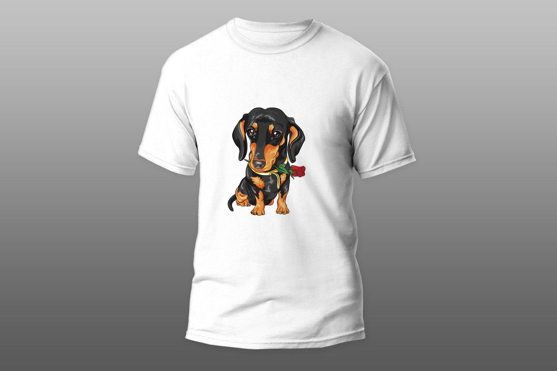 Dog dachshund with rose T-shirt - Top Content | POD Collection | Free Shipping