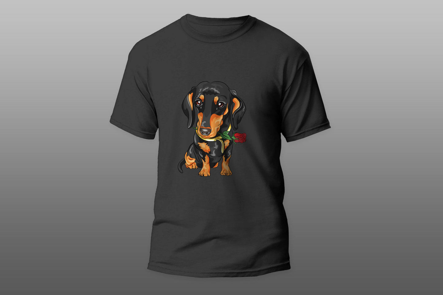 Dog dachshund with rose T-shirt - Top Content | POD Collection | Free Shipping