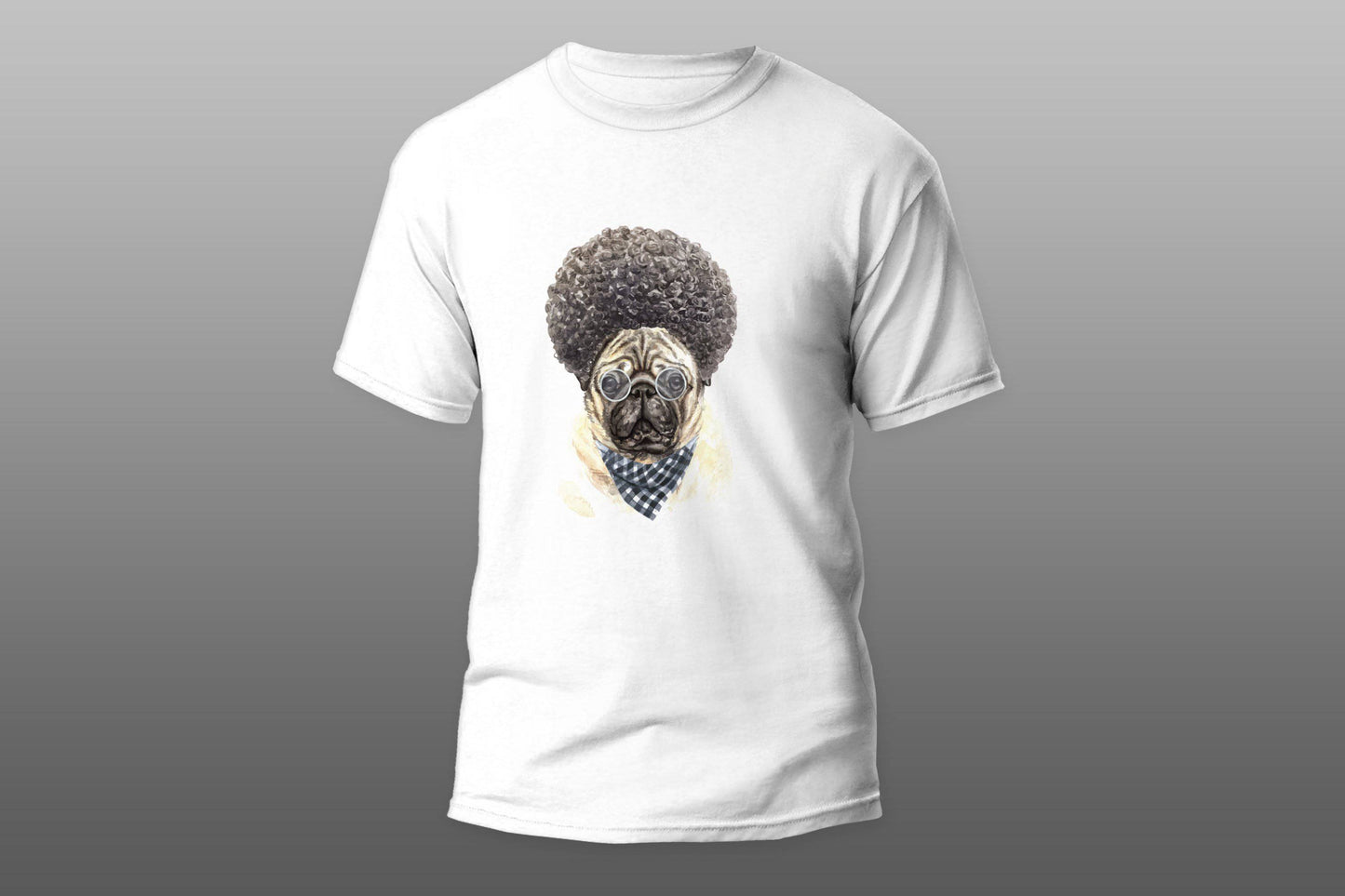 Dog pug with wig and glasses T-shirt - Top Content | POD Collection | Free Shipping