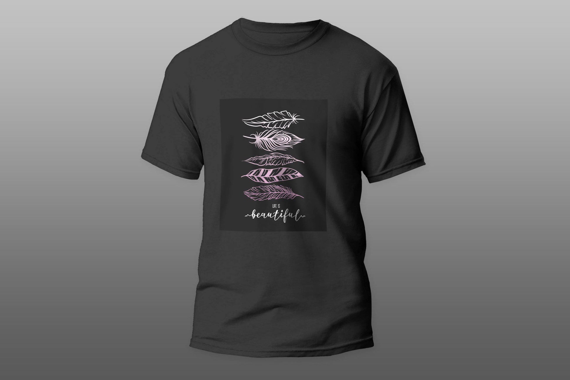 Feathers Life is Beautiful Pink camiseta T-shirt - Top Content | POD Collection | Free Shipping