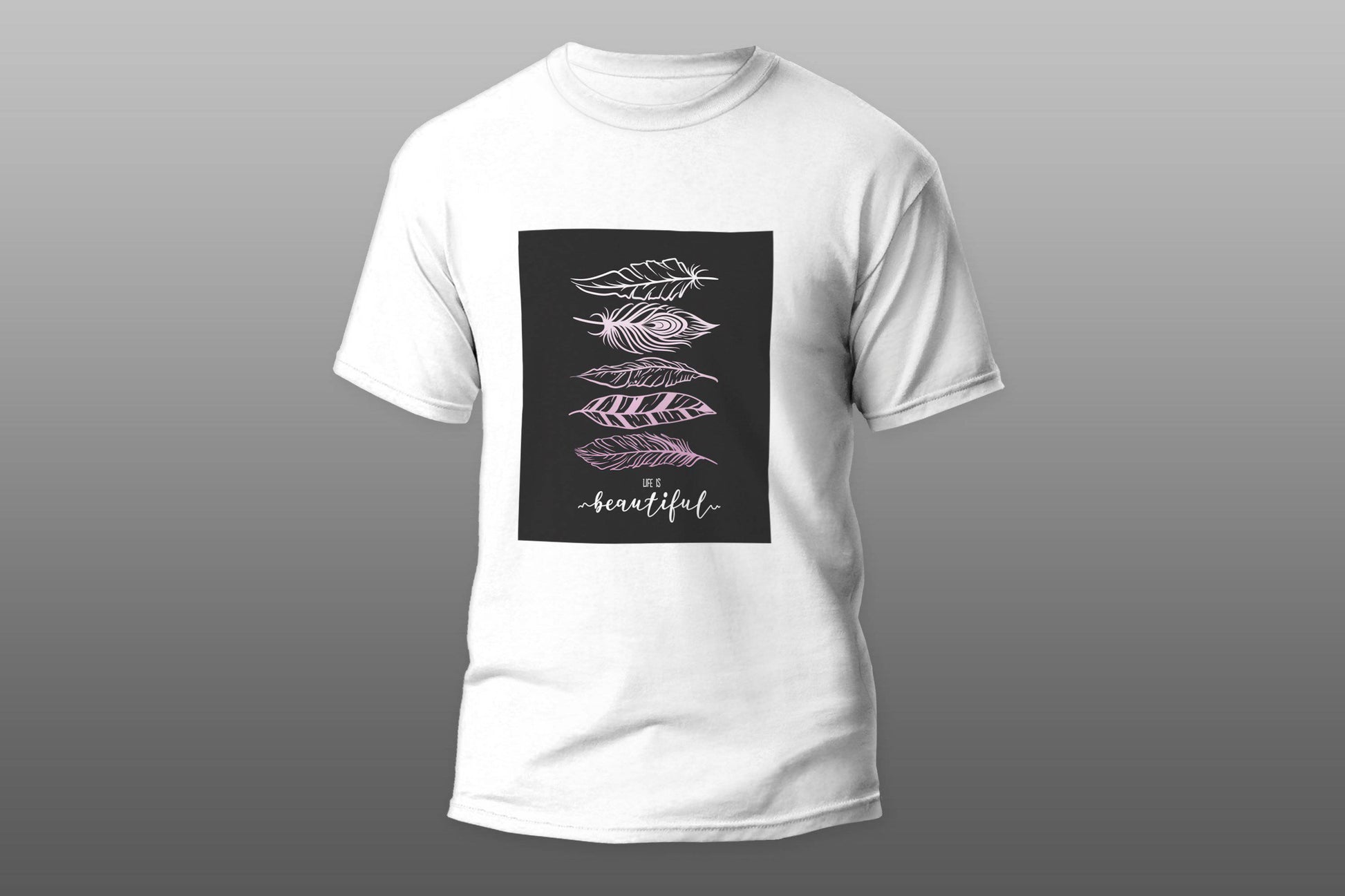 Feathers Life is Beautiful Pink camiseta T-shirt - Top Content | POD Collection | Free Shipping