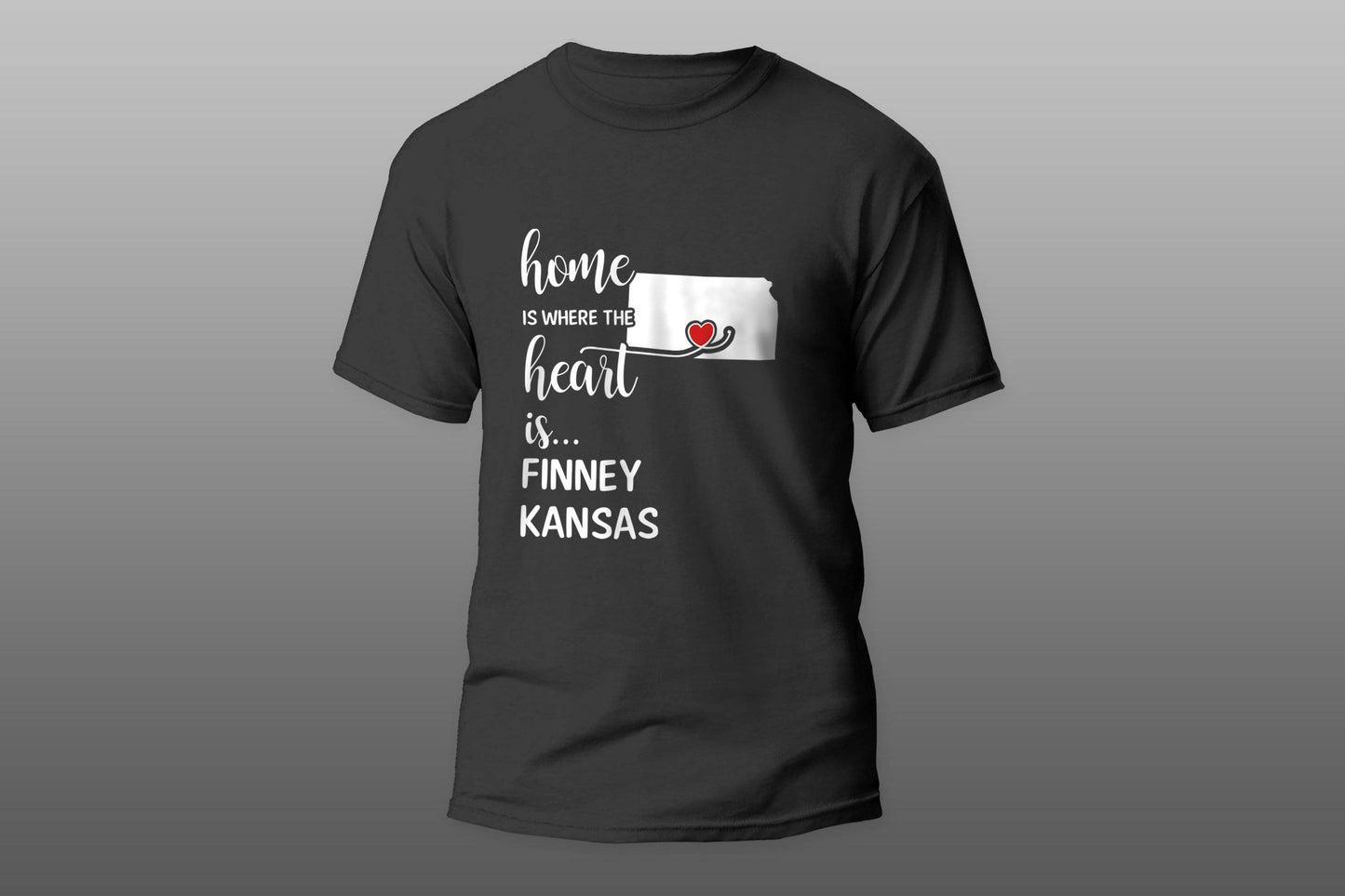 Finney County Kansas Is Where My Heart Is Gift T-shirt - Top Content | POD Collection | Free Shipping