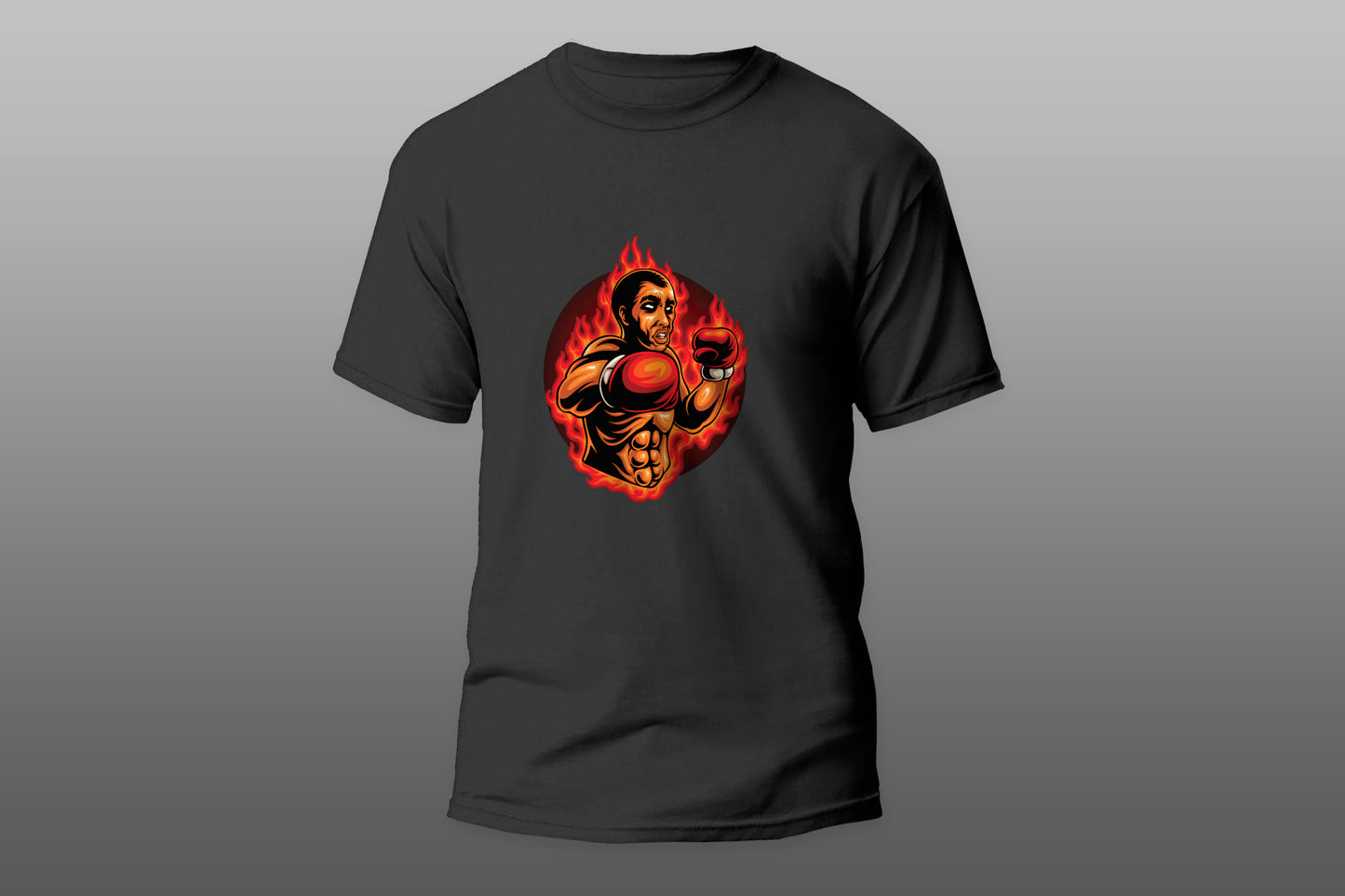 Flaming Boxer cartoon Fight T-shirt - Top Content | POD Collection | Free Shipping