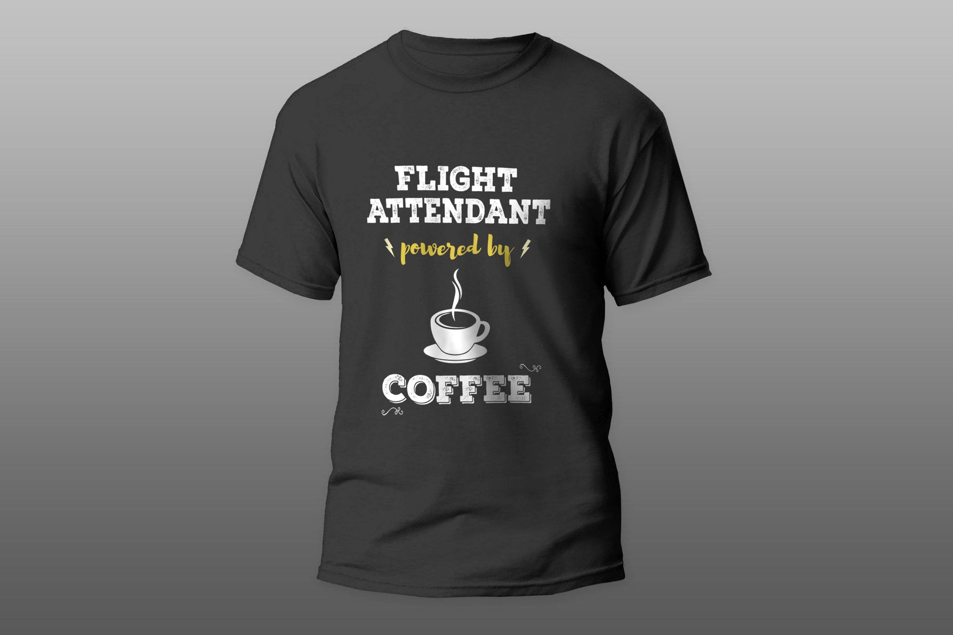 Flight Attendant Powered By Coffee Cool Gift T-shirt - Top Content | POD Collection | Free Shipping