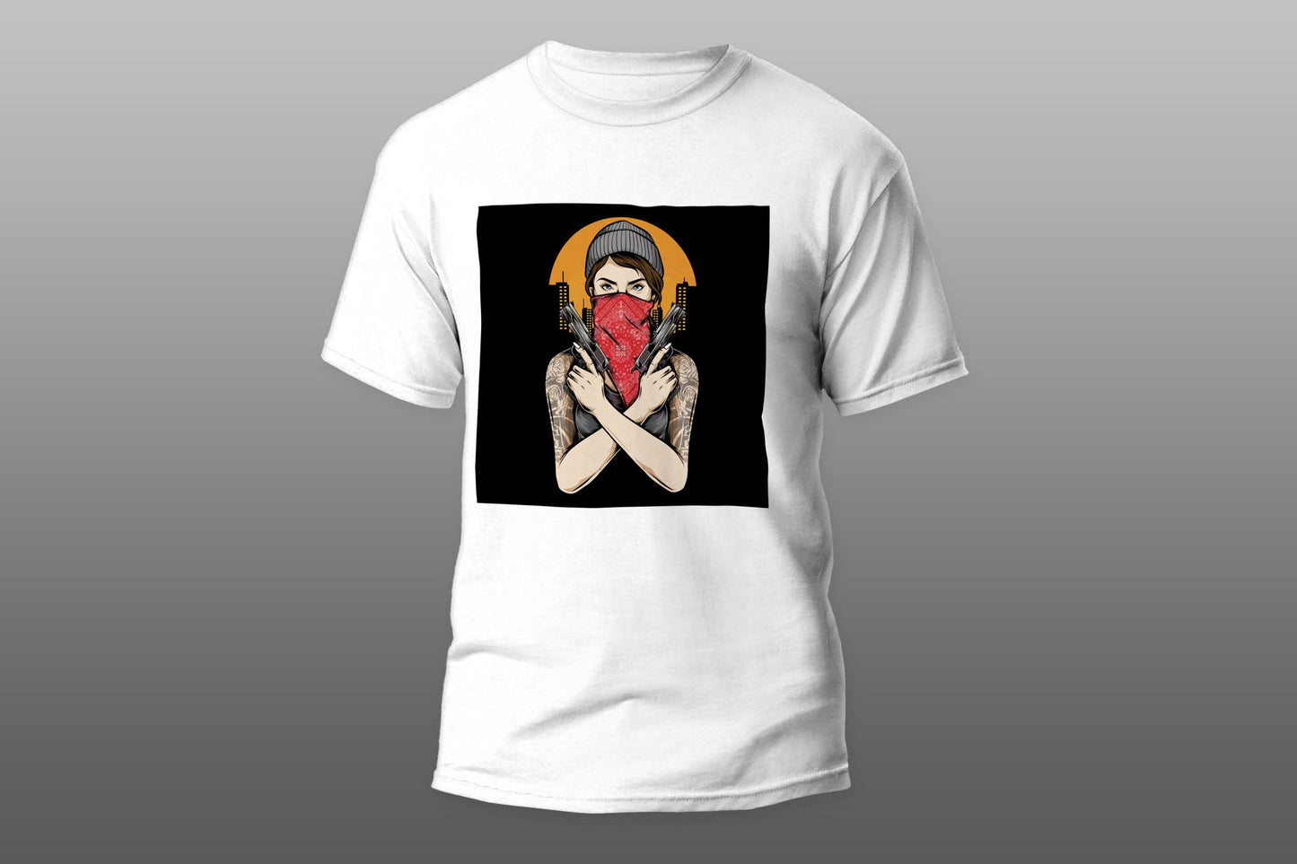 Gangster girl with guns T-shirt - Top Content | POD Collection | Free Shipping