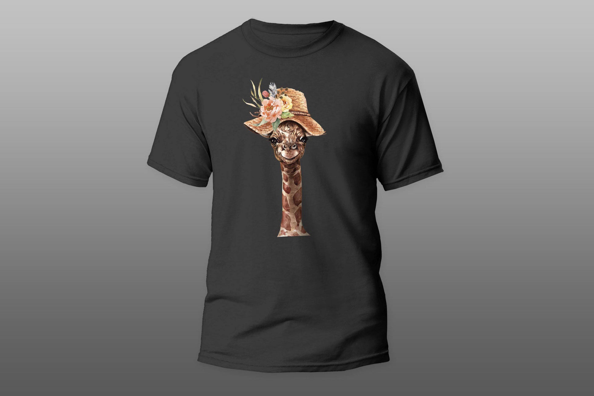 Giraffe with a flower hat T-shirt - Top Content | POD Collection | Free Shipping