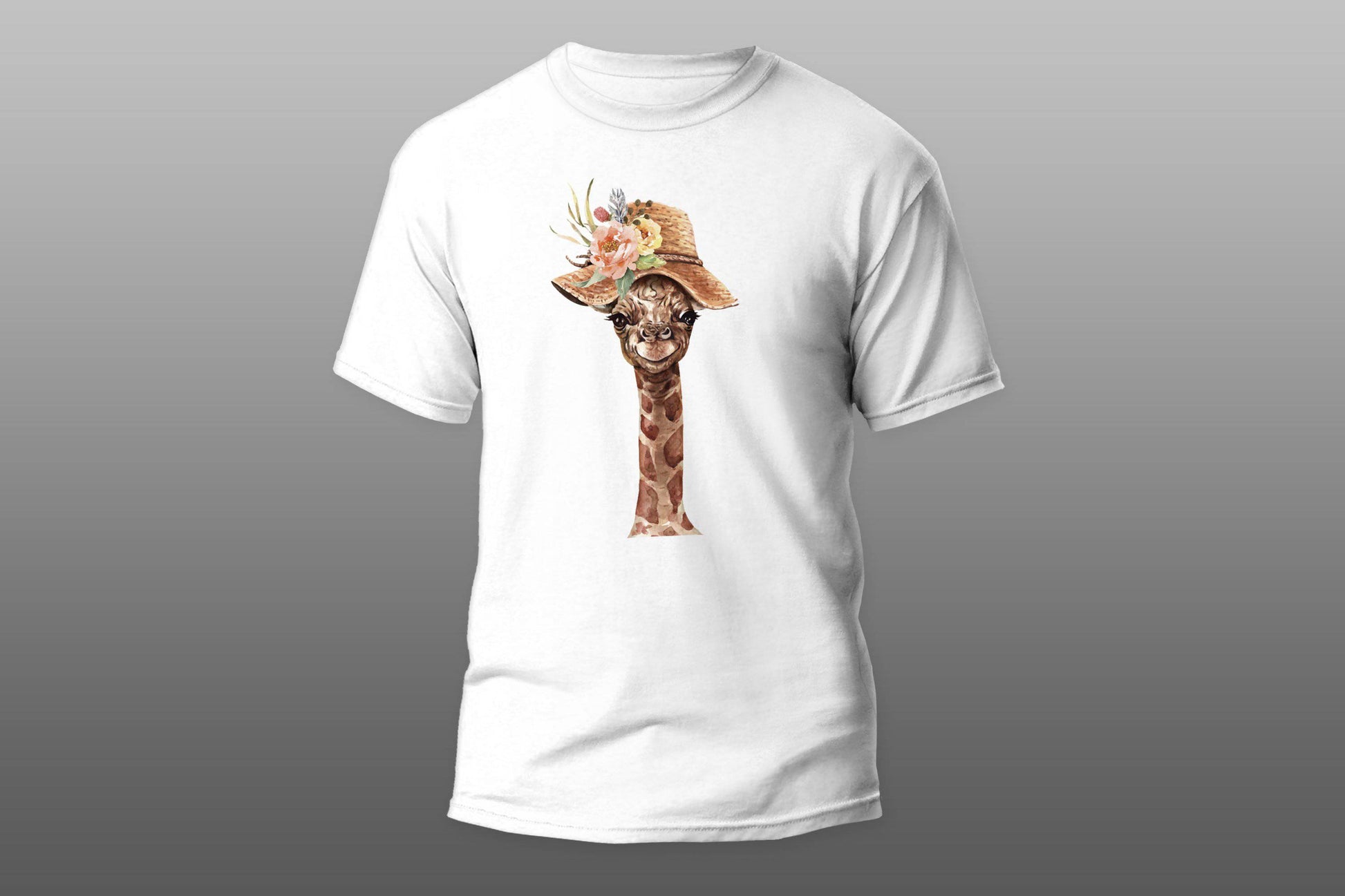 Giraffe with a flower hat T-shirt - Top Content | POD Collection | Free Shipping