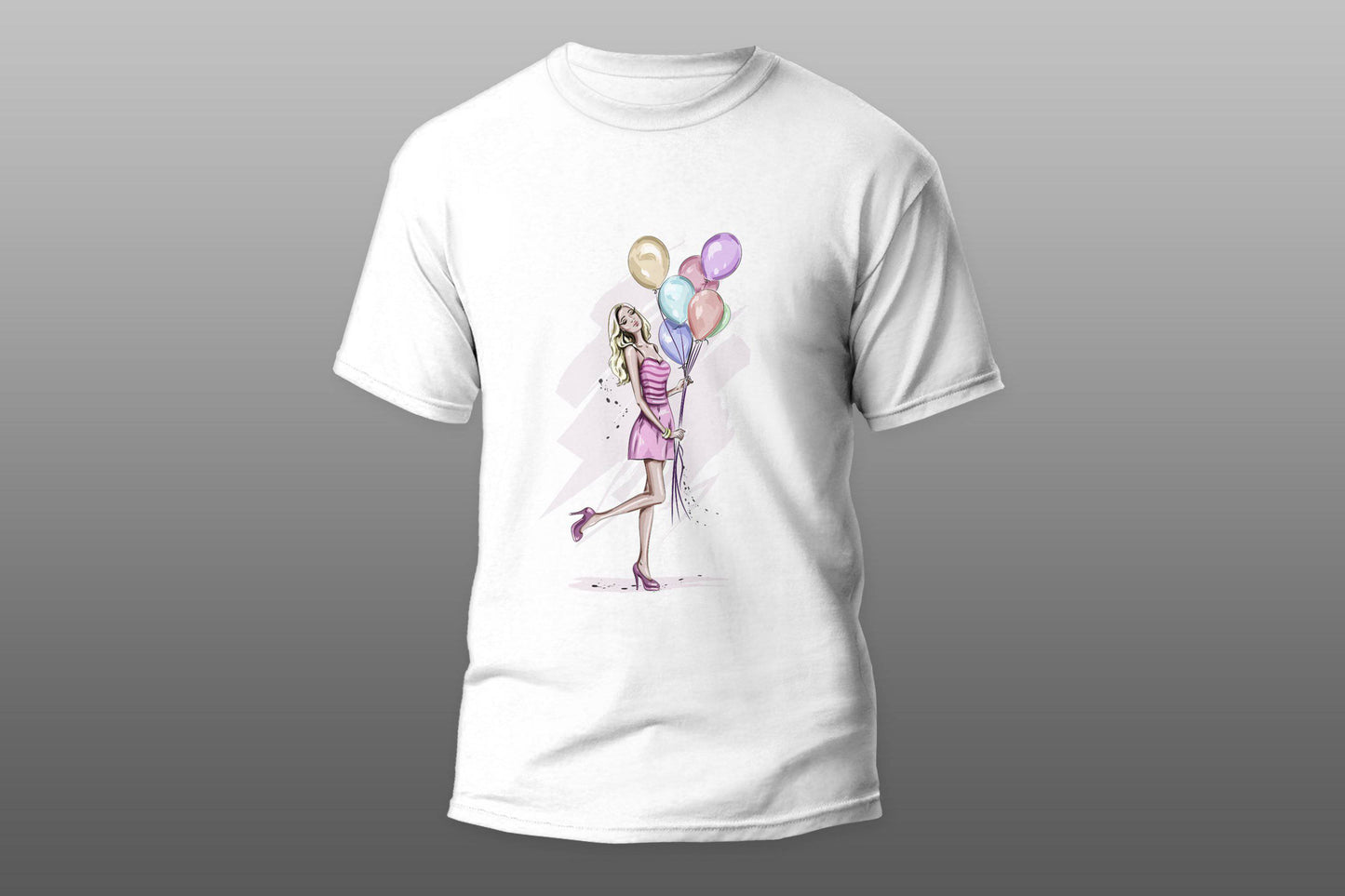 Girl with balloons T-shirt - Top Content | POD Collection | Free Shipping