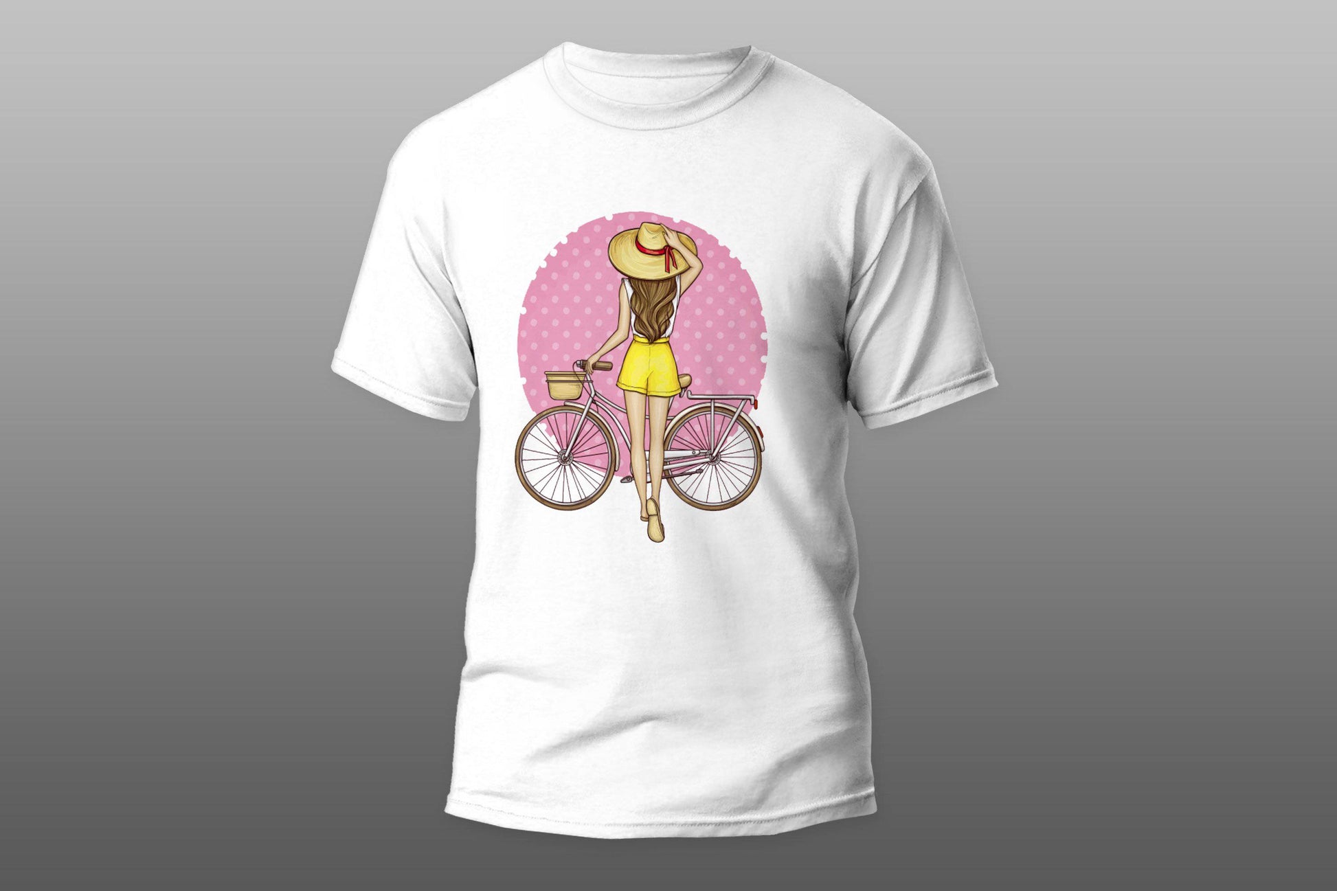 Girl with bicycle and hat T-shirt - Top Content | POD Collection | Free Shipping