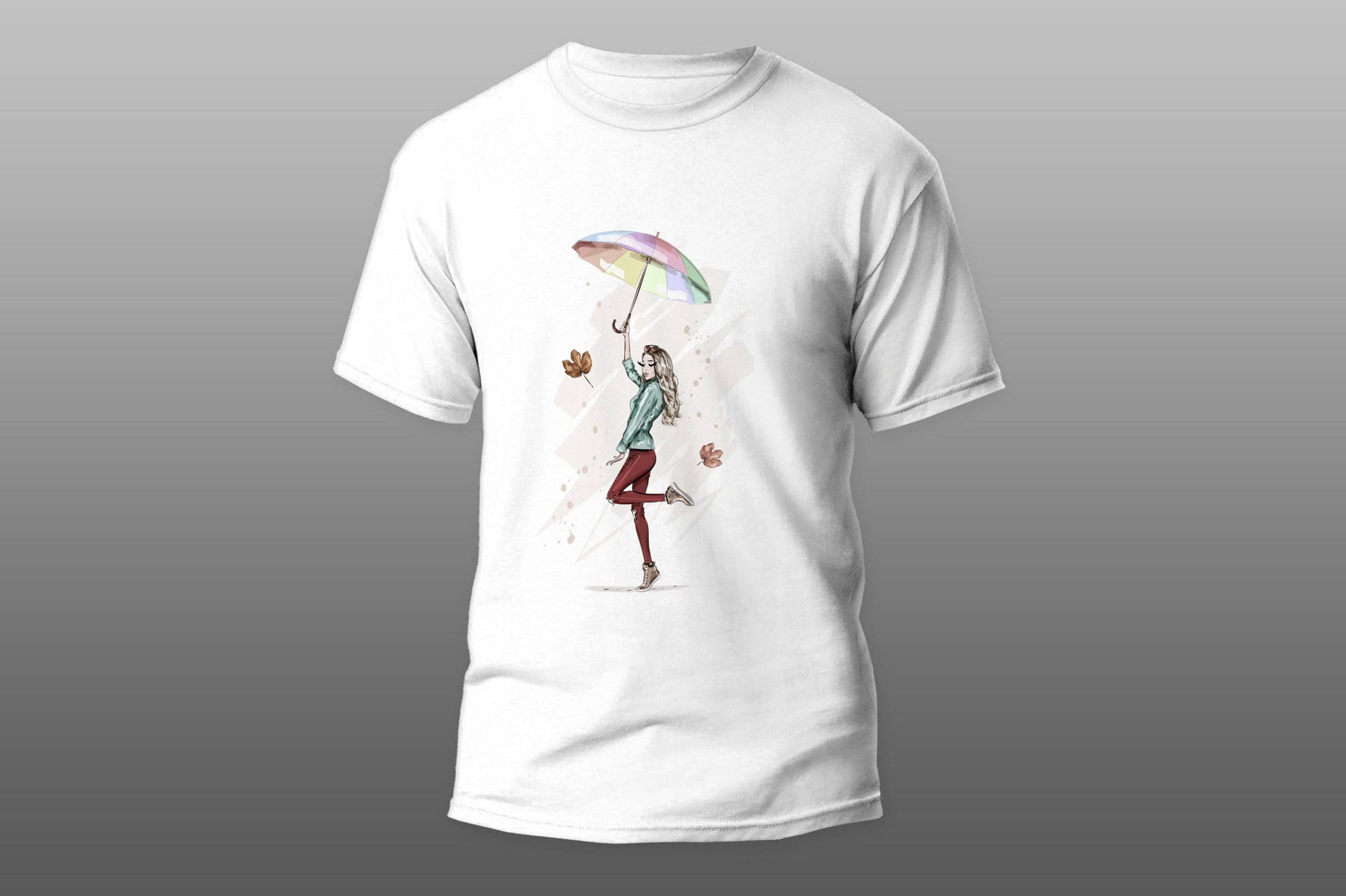 Girl with umbrella autumn T-shirt - Top Content | POD Collection | Free Shipping