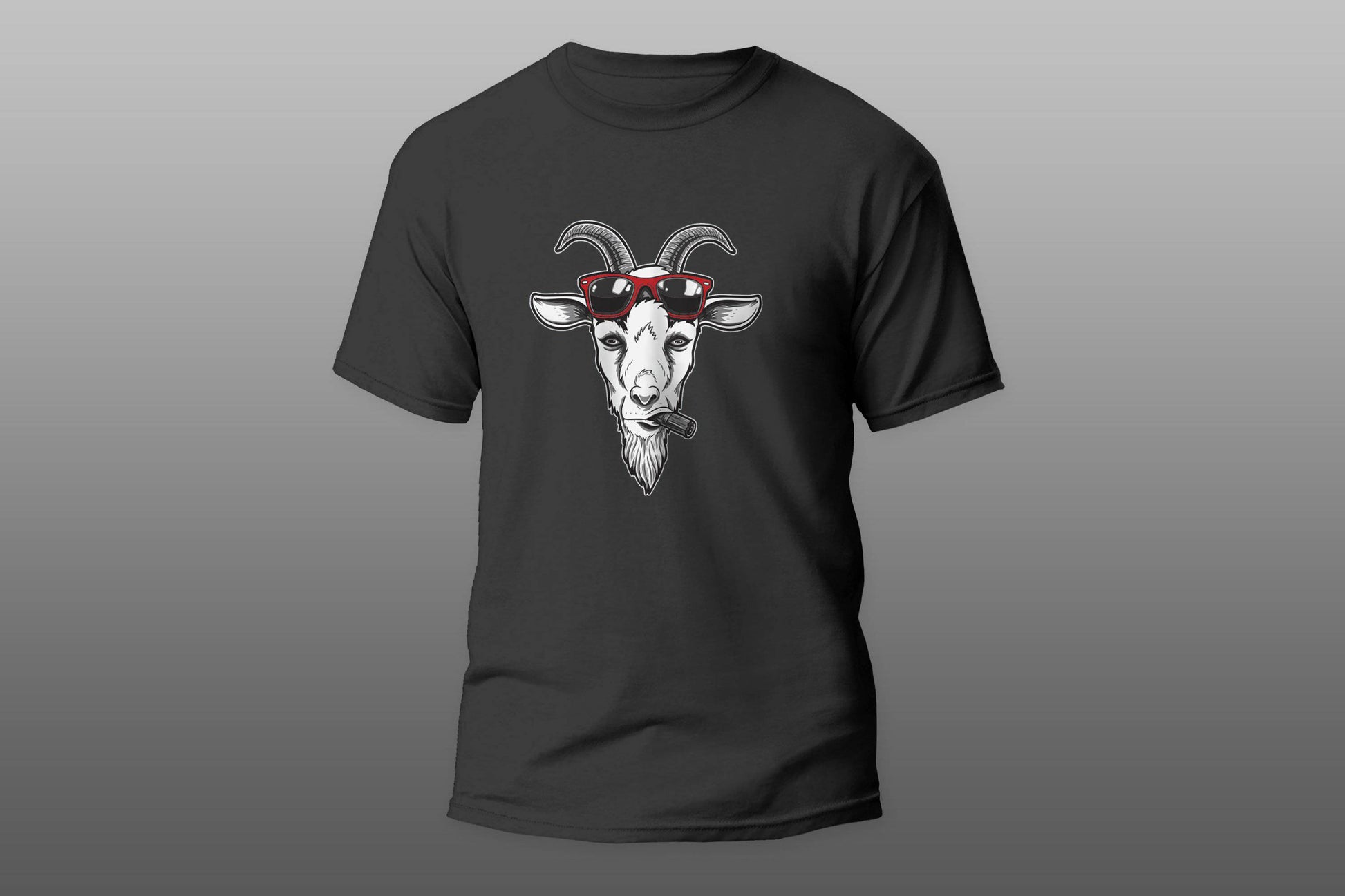 Goat with sunglasses and cigarette smoke T-shirt - Top Content | POD Collection | Free Shipping