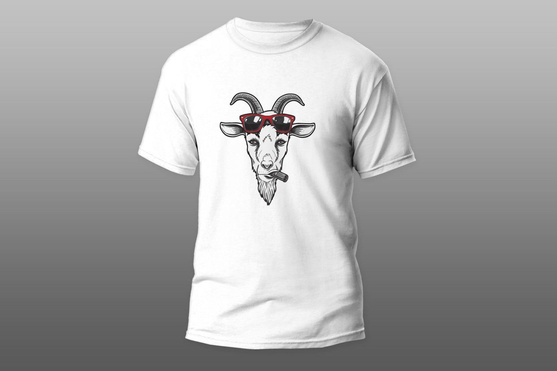 Goat with sunglasses and cigarette smoke T-shirt - Top Content | POD Collection | Free Shipping