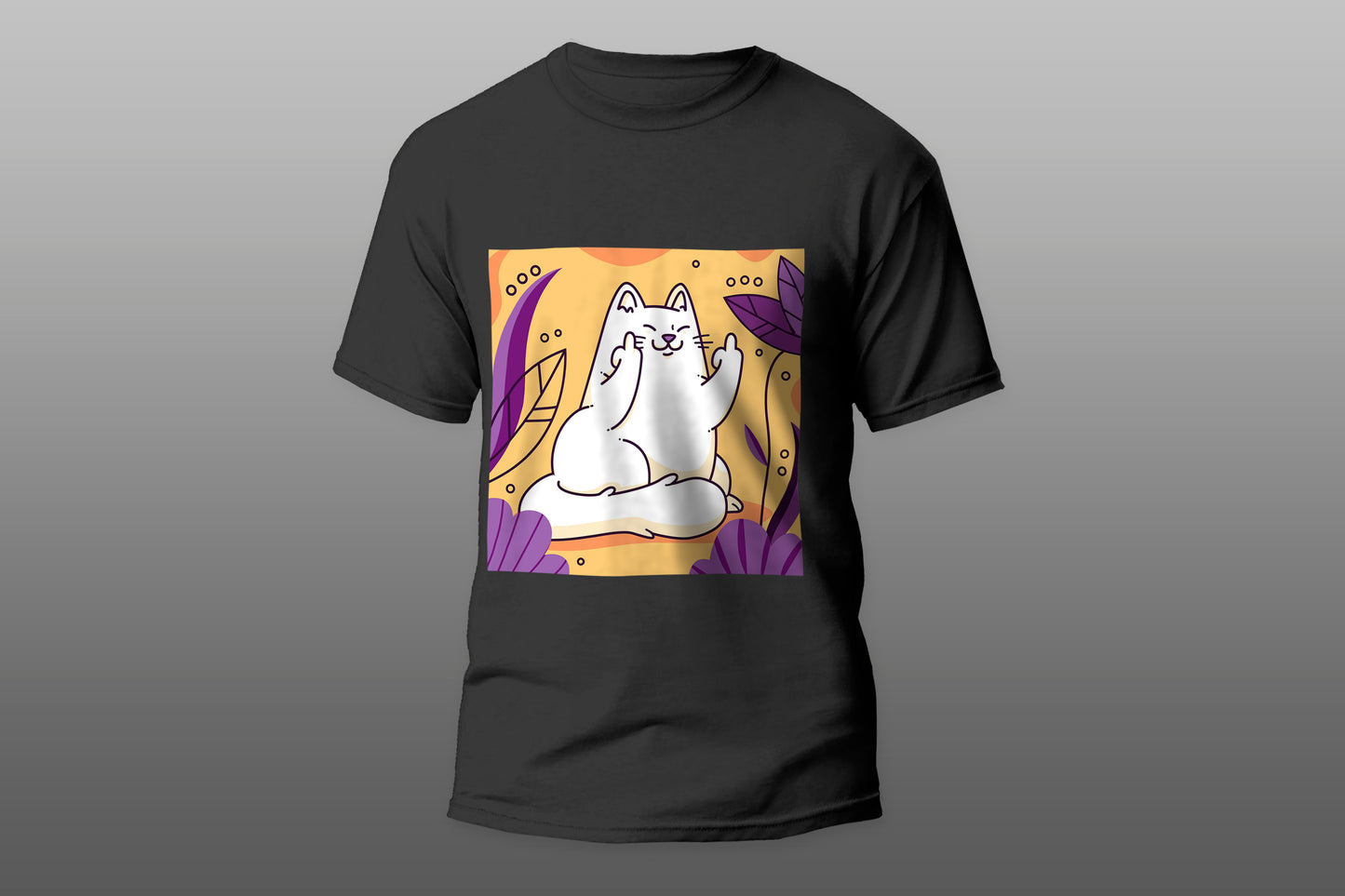 Hand drawn cat showing fuck you symbol  camiseta T-shirt - Top Content | POD Collection | Free Shipping