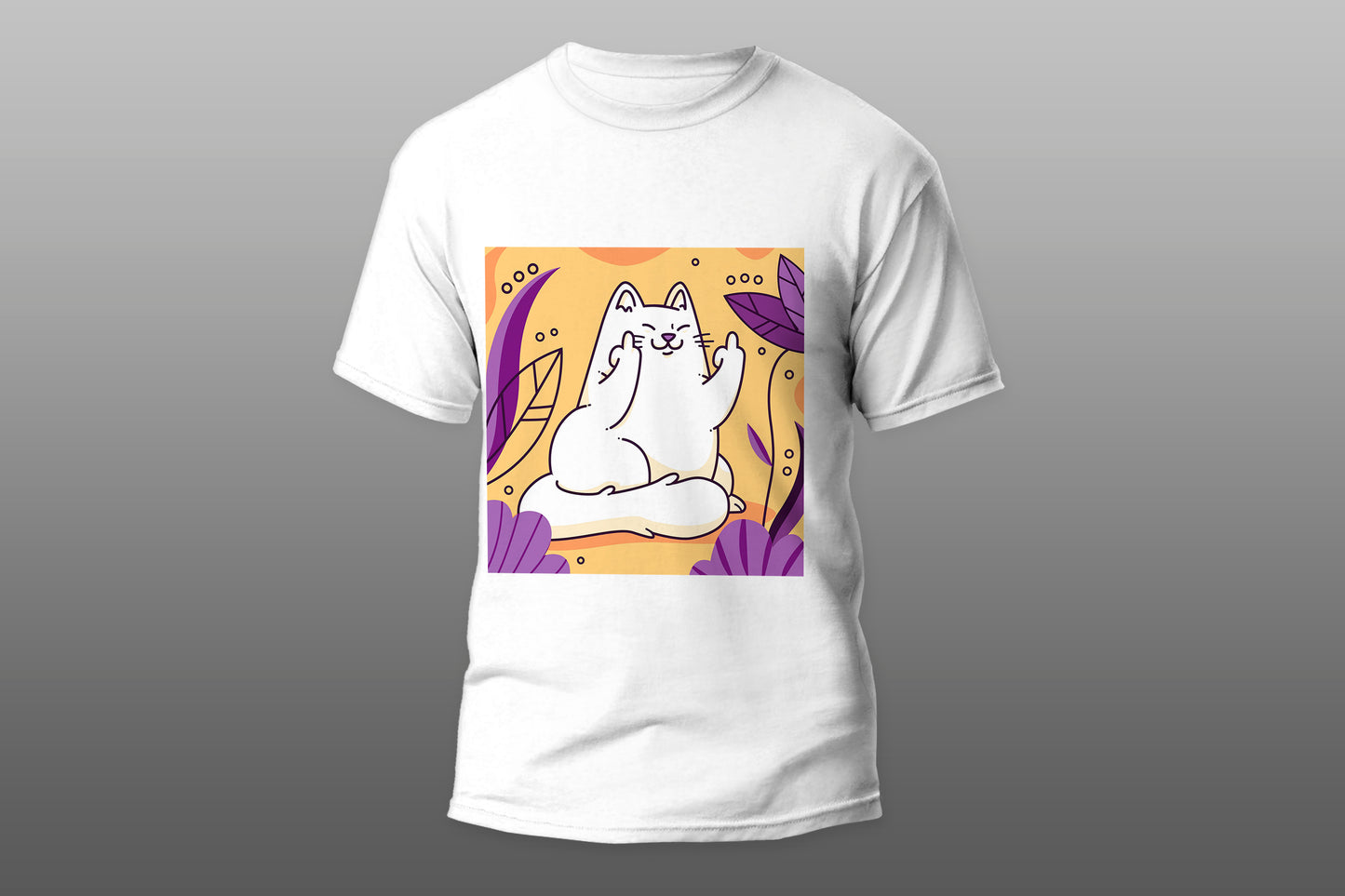 Hand drawn cat showing fuck you symbol  camiseta T-shirt - Top Content | POD Collection | Free Shipping