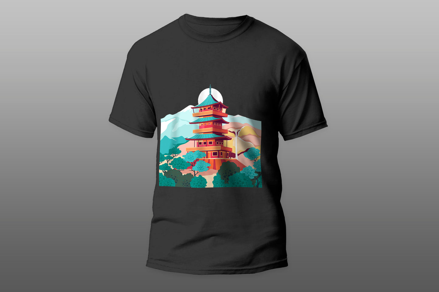 Hand drawn japanese castle illustration  camiseta T-shirt - Top Content | POD Collection | Free Shipping