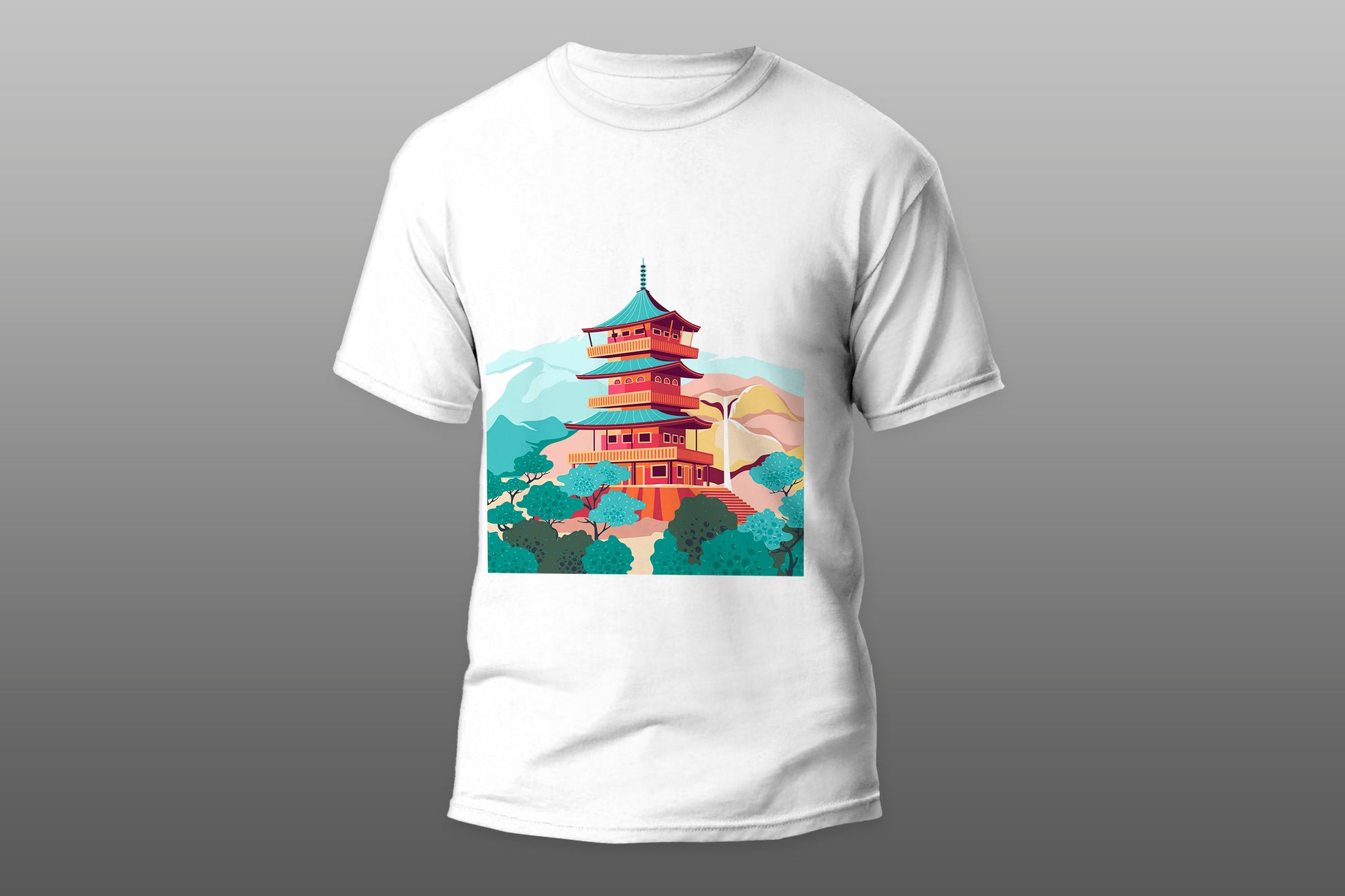 Hand drawn japanese castle illustration  camiseta T-shirt - Top Content | POD Collection | Free Shipping