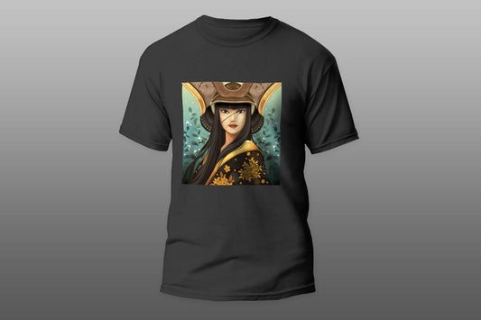 Japanese Woman Samurai Helmet camiseta T-shirt - Top Content | POD Collection | Free Shipping