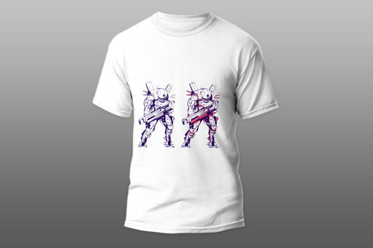 Military robot with weapons in the style of sci-fi camiseta T-shirt - Top Content | POD Collection | Free Shipping