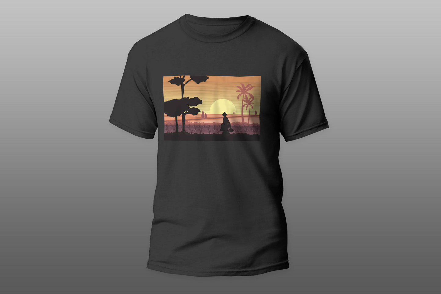 Morning Sunrise Asian Farmer Rice Field T-shirt - Top Content | POD Collection | Free Shipping