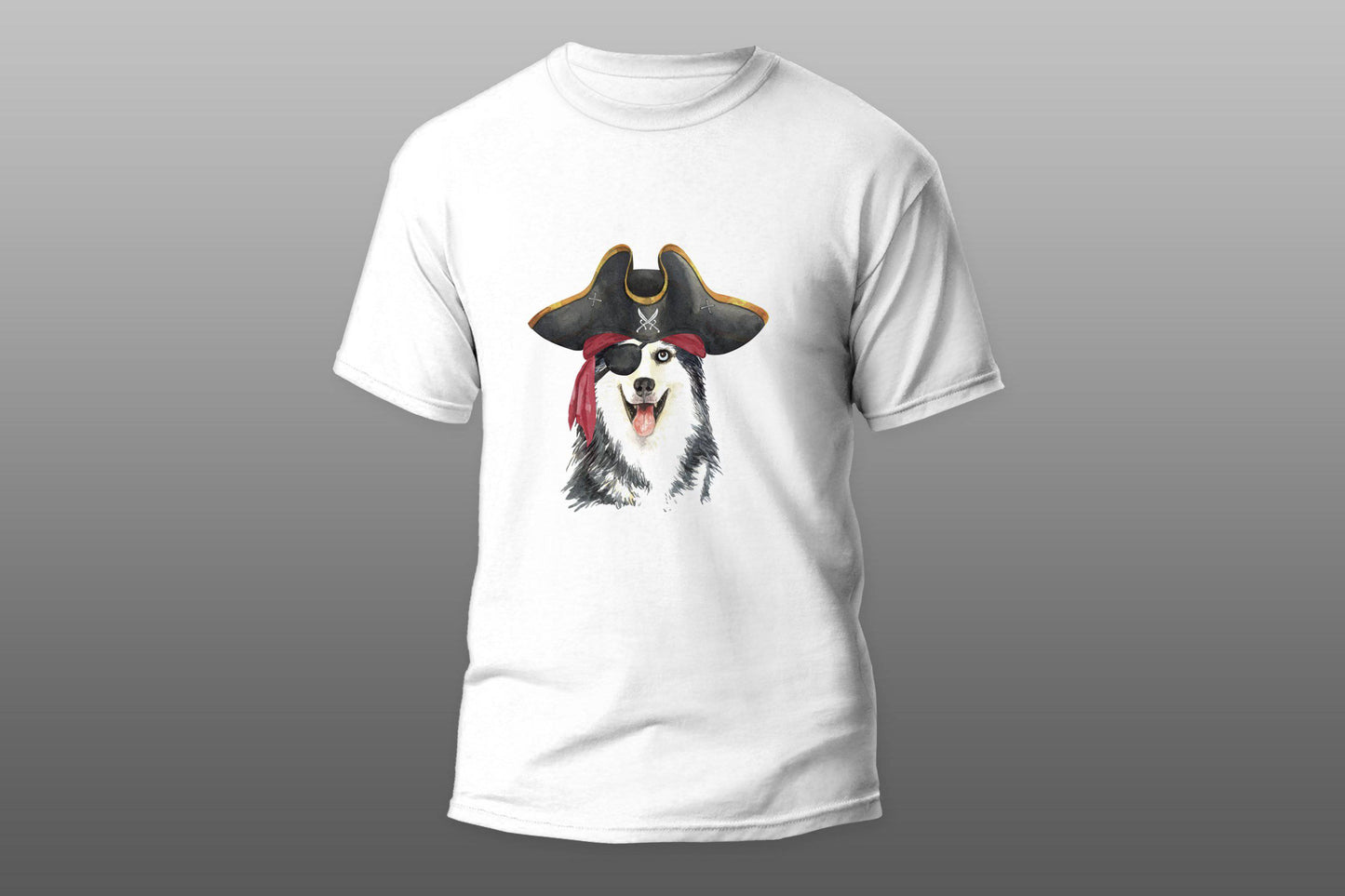 Siberian husky with pirate blindfold T-shirt - Top Content | POD Collection | Free Shipping