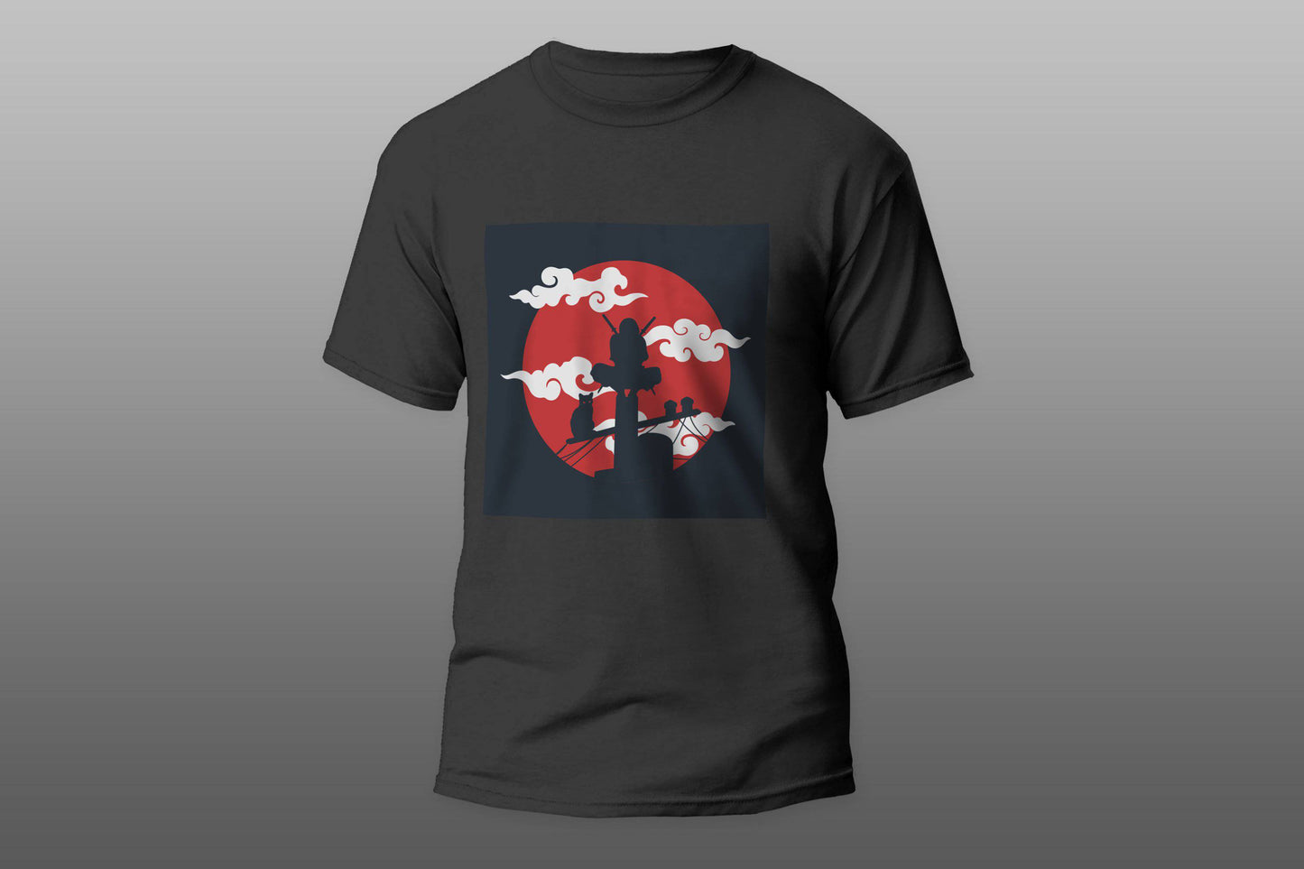 Silhouette Cat Ninja Red Sun camiseta T-shirt - Top Content | POD Collection | Free Shipping