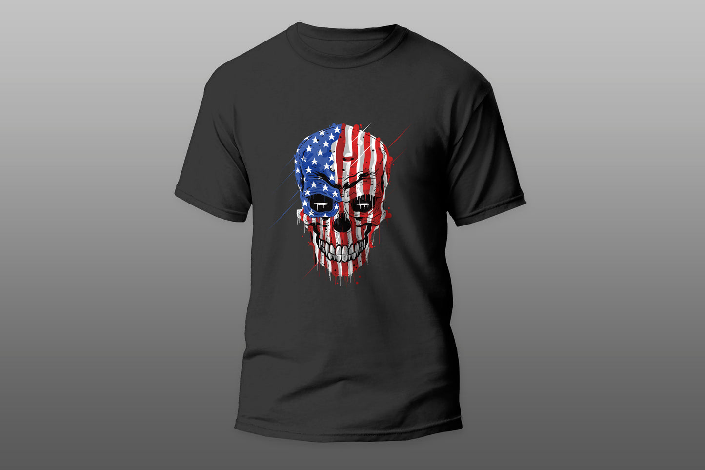 Skull Head American Flag camiseta T-shirt - Top Content | POD Collection | Free Shipping