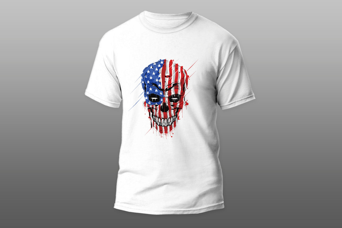 Skull Head American Flag camiseta T-shirt - Top Content | POD Collection | Free Shipping