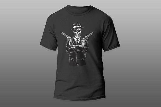 Skull gangster with gun T-shirt - Top Content | POD Collection | Free Shipping