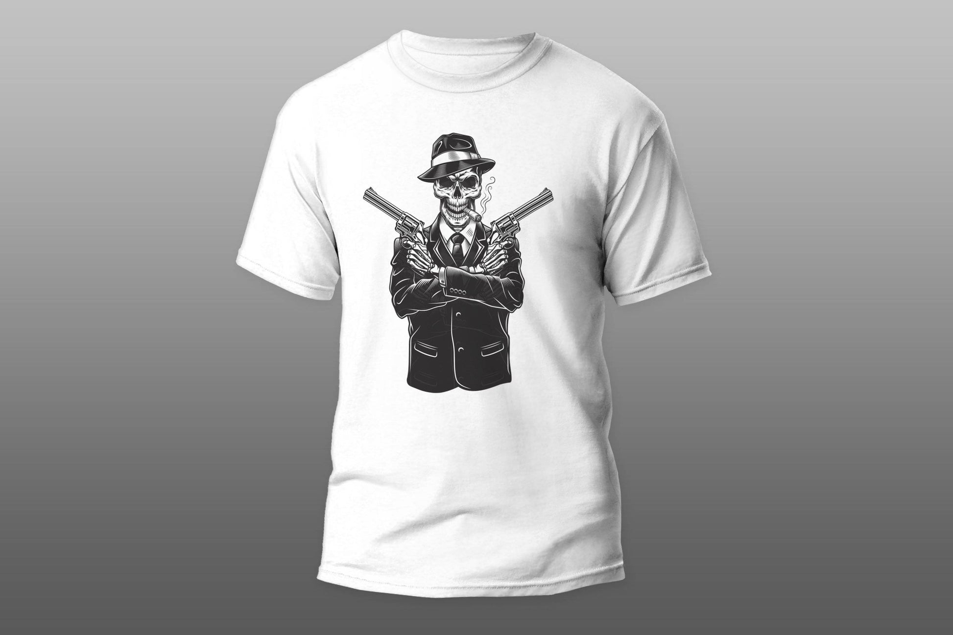 Skull gangster with gun T-shirt - Top Content | POD Collection | Free Shipping