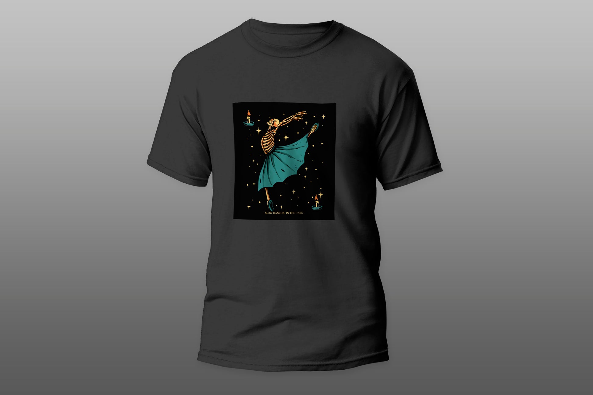 Slow Dancing in the Dark Skeleton camiseta T-shirt - Top Content | POD Collection | Free Shipping