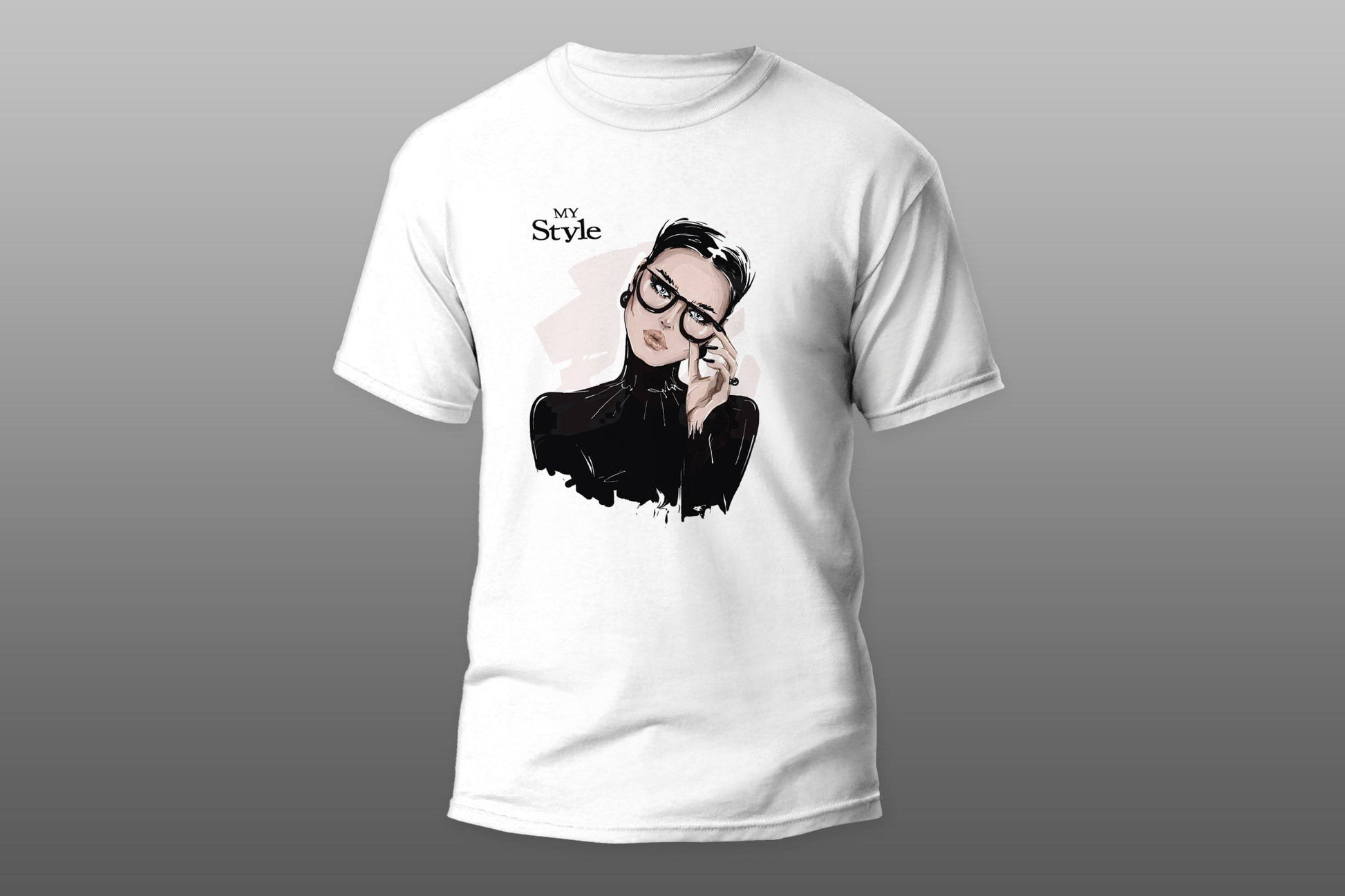 Stylish young girl with glasses T-shirt - Top Content | POD Collection | Free Shipping