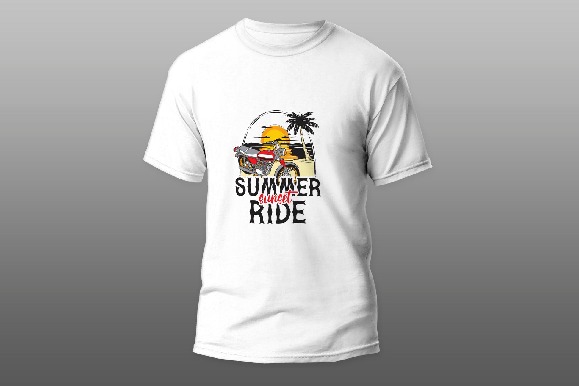 Summer Sunset Ride motorcycle camiseta T-shirt - Top Content | POD Collection | Free Shipping