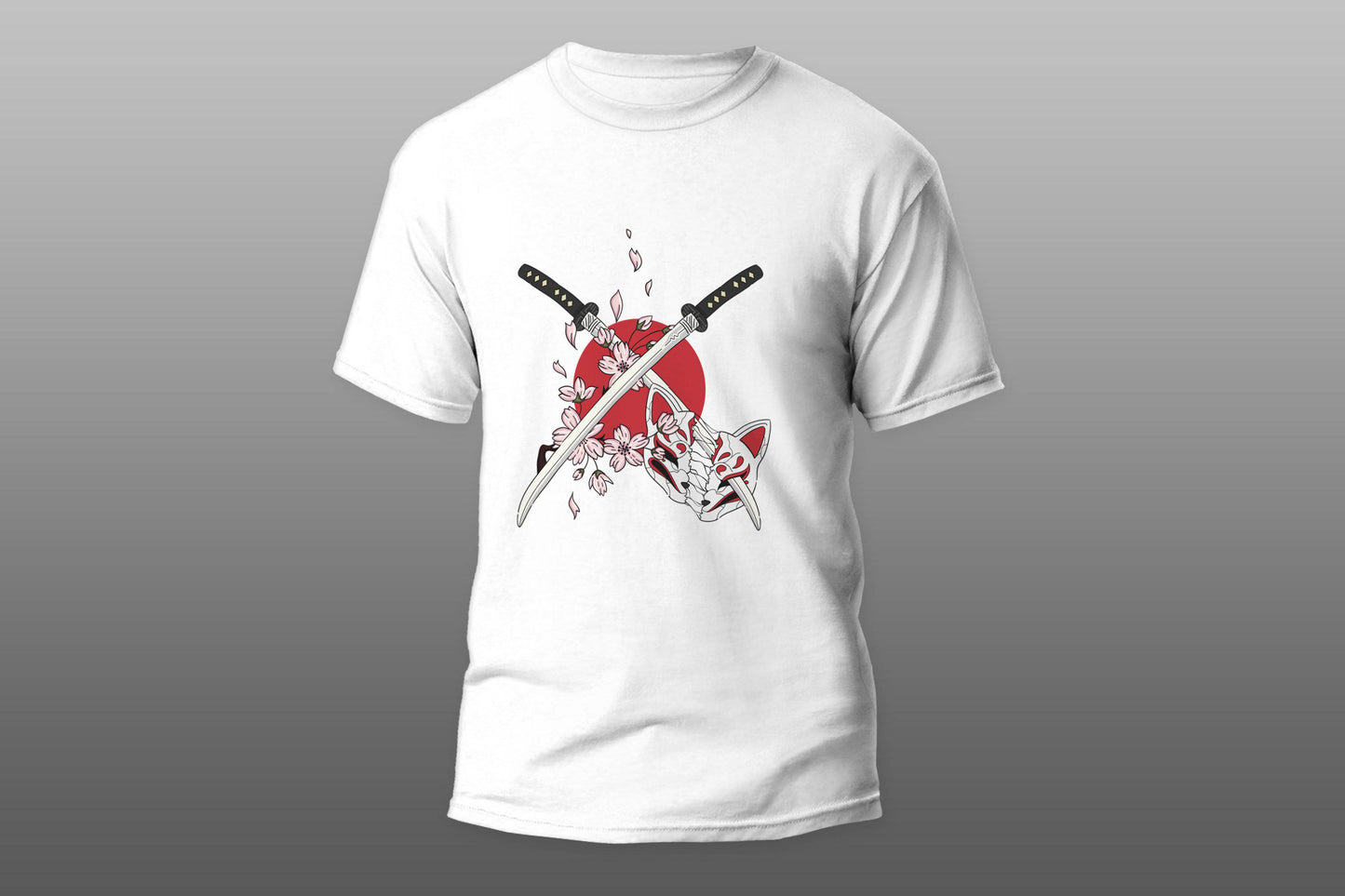 Swords Japanese Art Mask Kitsune T-shirt - Top Content | POD Collection | Free Shipping