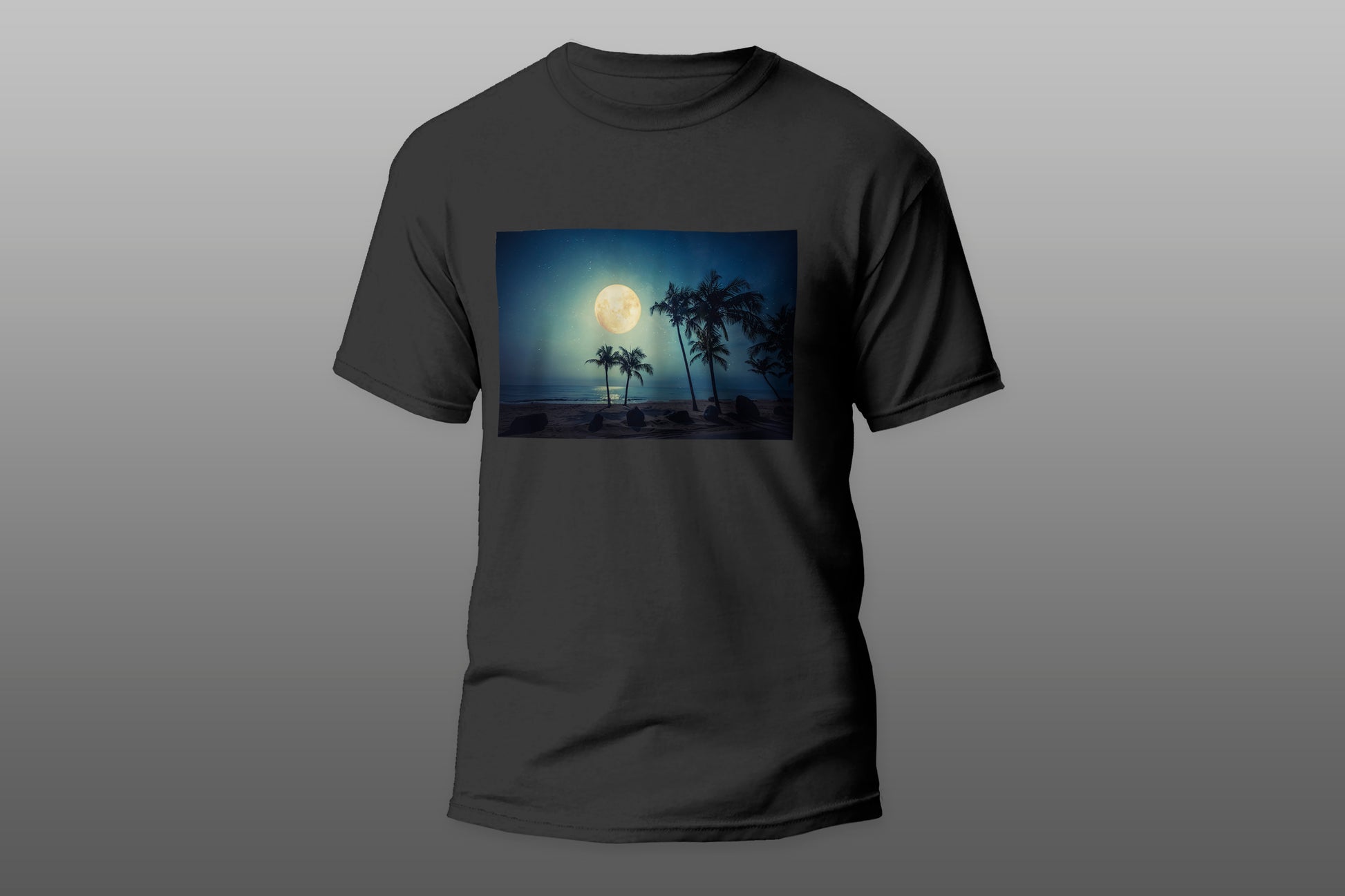 Tropical Beach Palms and Moonlight T-shirt - Top Content | POD Collection | Free Shipping