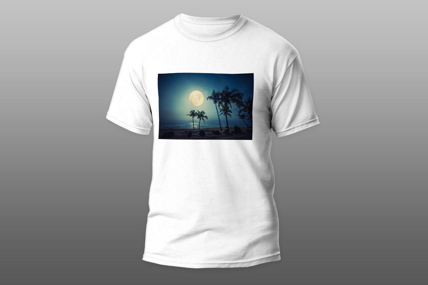 Tropical Beach Palms and Moonlight T-shirt - Top Content | POD Collection | Free Shipping