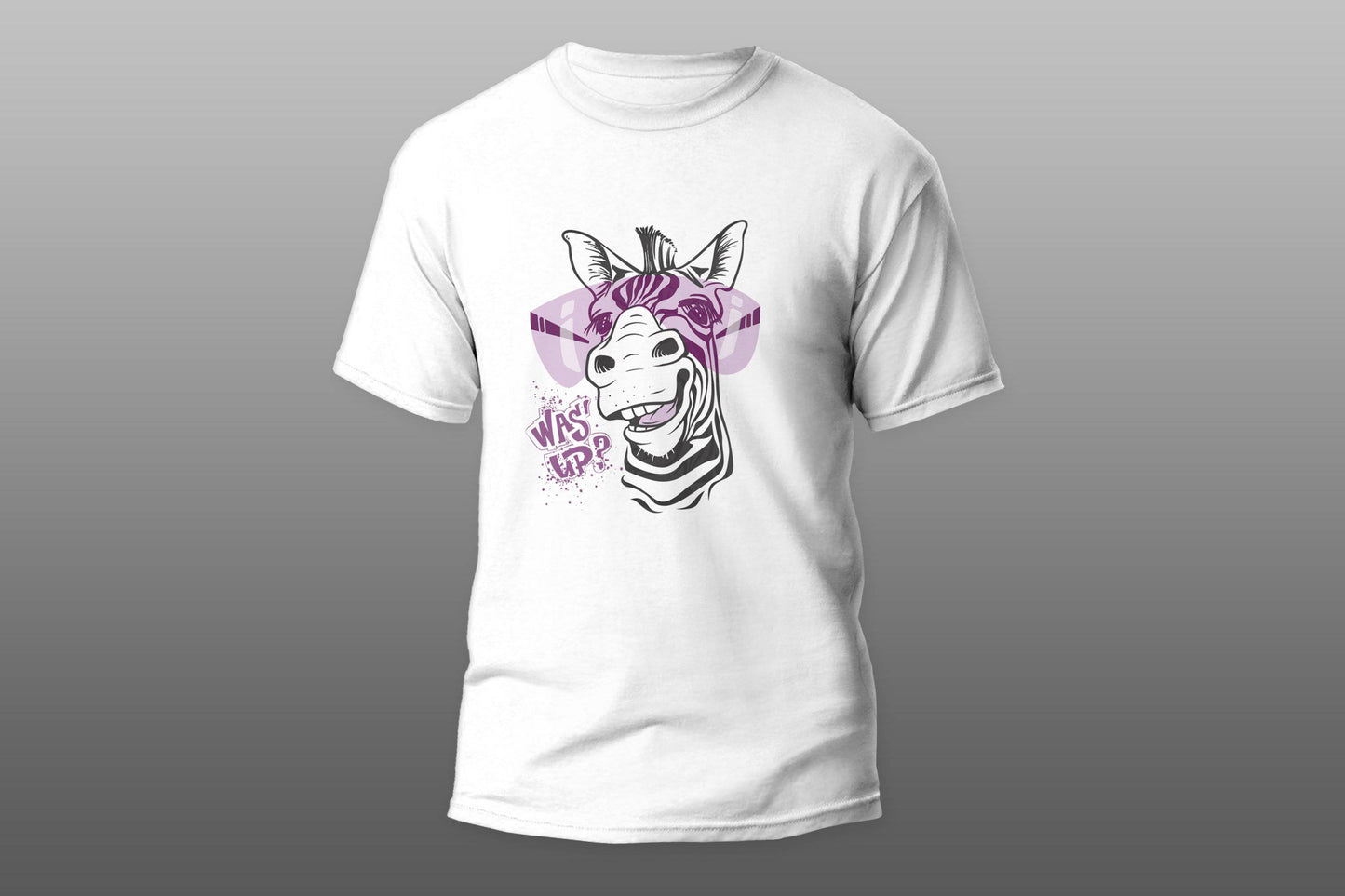 WAS UP zebra with pink glasses T-shirt - Top Content | POD Collection | Free Shipping