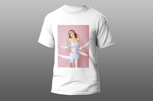 White ribbons blonde model T-shirt - Top Content | POD Collection | Free Shipping