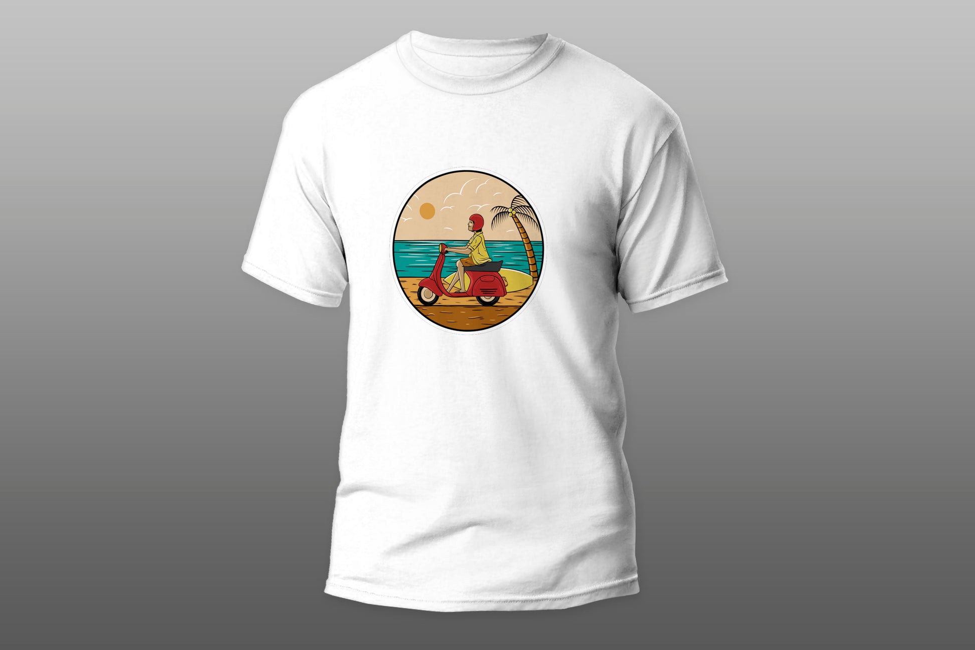 Woman Scooter Beach Summer camiseta T-shirt - Top Content | POD Collection | Free Shipping