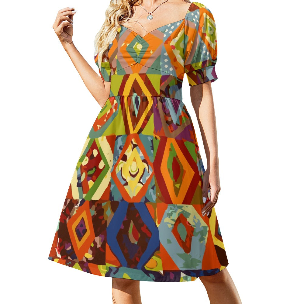 Hippie Retro Colors Sweetheart Dress