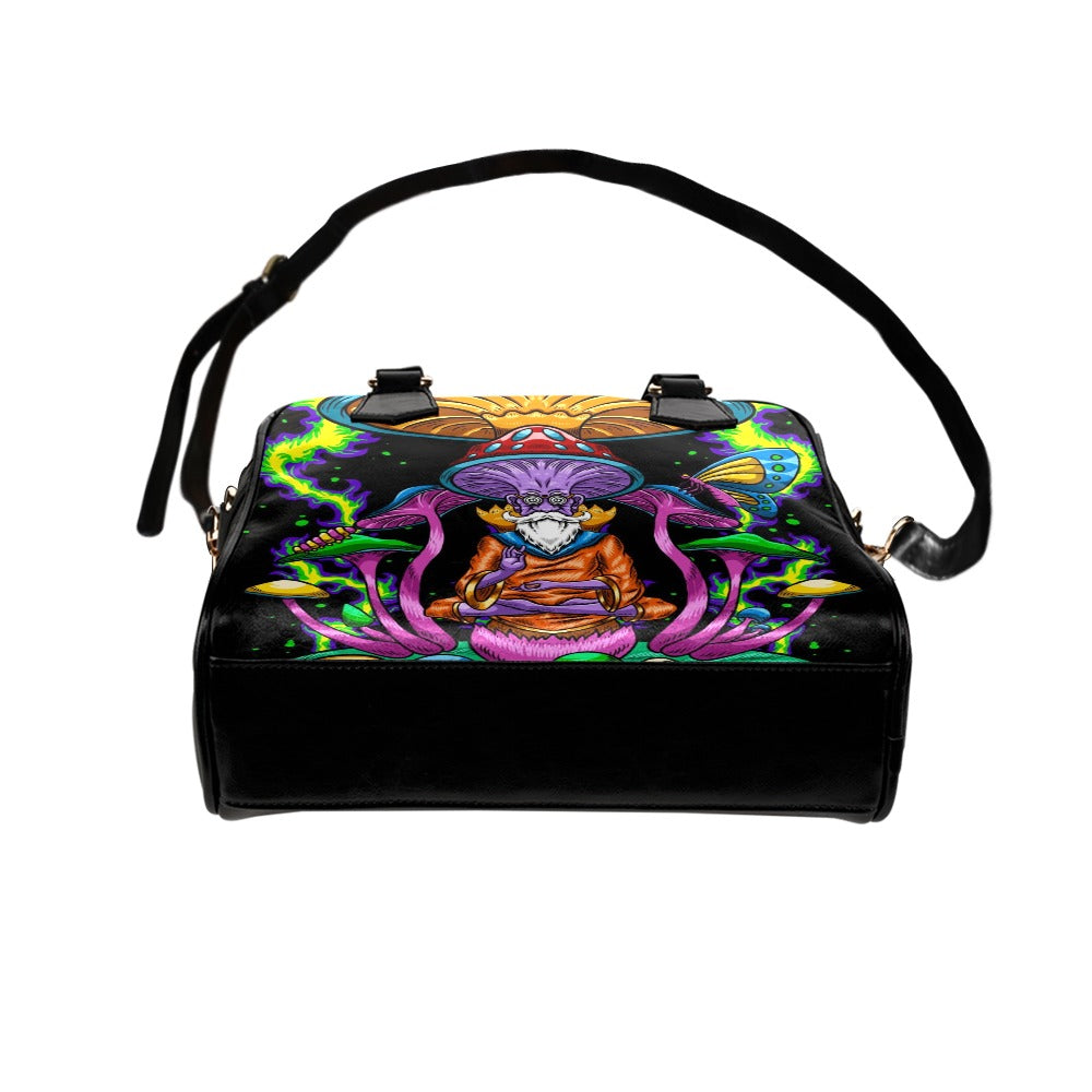 Psychedelic mushroom wise meditation Shoulder Handbag