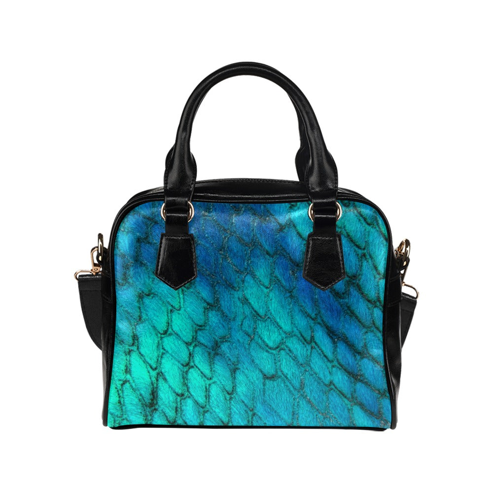 Reptile Skin Crocodile Snake Blue Green Shoulder Handbag