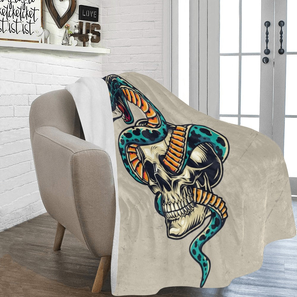 Snake Entwined Skull Rock Punk Ultra-Soft Micro Fleece Blanket 60"x80"