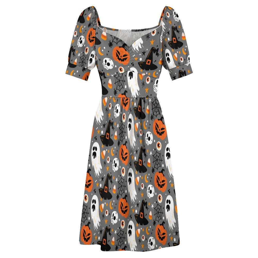 Ghost Skull Halloween Sweetheart Dress