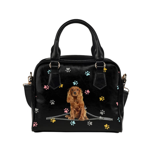 Cocker Spaniel Zip Colorful Paws Shoulder Handbag